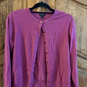 Talbots Plum Button-Up Cardigan